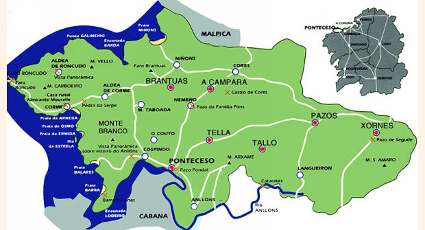 Mapa de situación del Ayuntamiento de Ponteceso