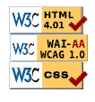 Logotipos de uso de HTML y CSS válidos y cumplimiento de accesibilidad nivel AA